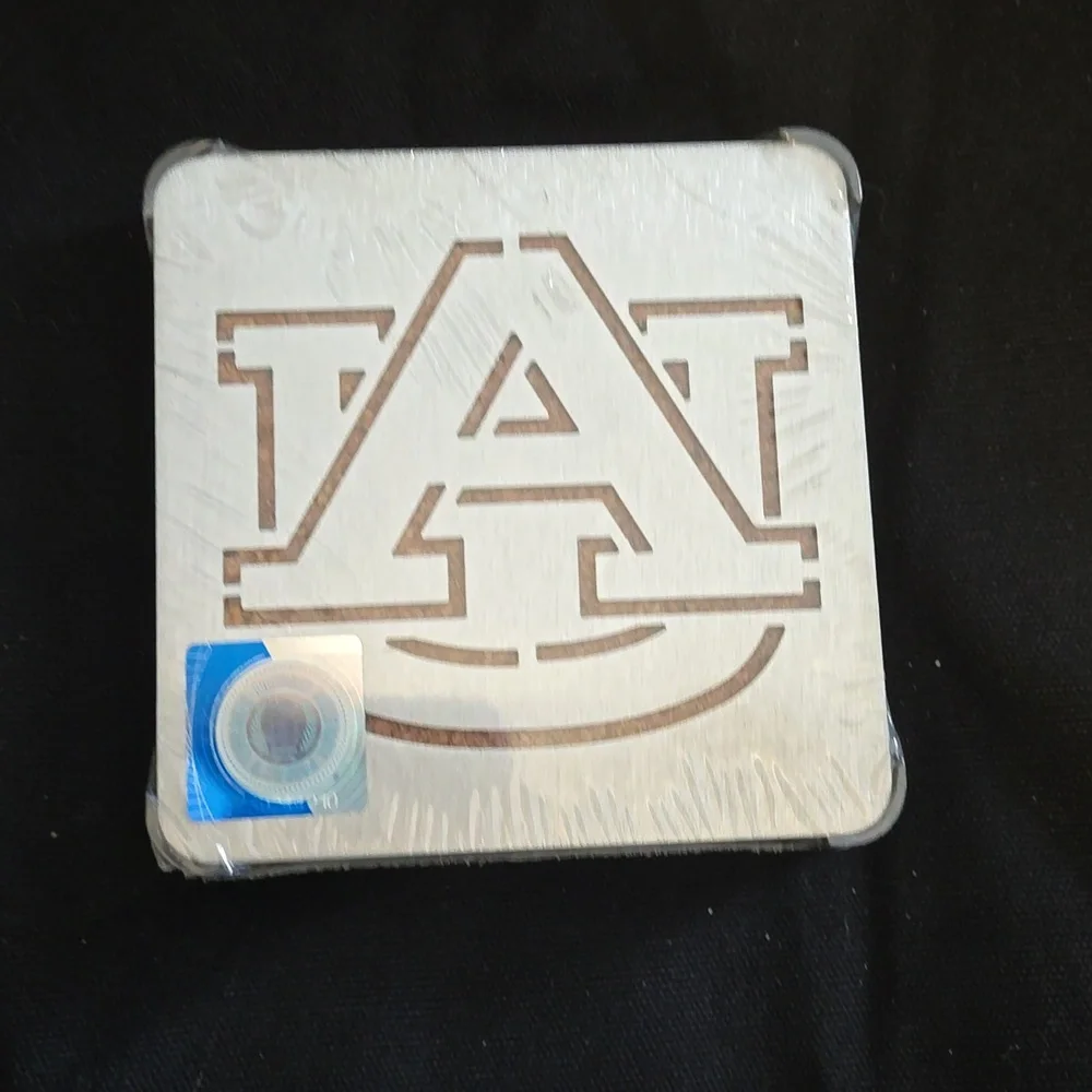 Party Fun, Team Spirir Auburn coasters, metal and cork, NEW